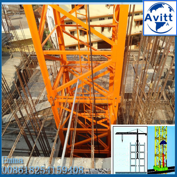 4 Ton Menara Mendaki Inner kecil Crane Topkit Tipe 47m Boom Untuk ...