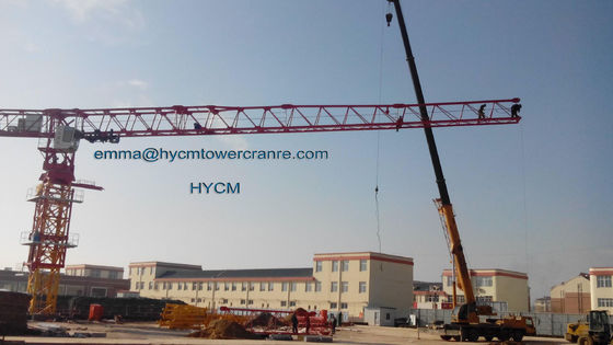 Besar 24t QTP8025 Listrik Flat Top Tower Crane 80m Long Arm Biaya
