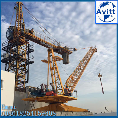 6t Kapasitas Beban Derrick Luffing Tower Crane Tanpa counterweight dan bagian tiang