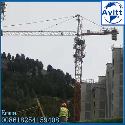 10ton TC5023 Hammer Head Tower Crane 3m Mast Lifting Bahan bangunan