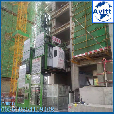 SC100/100 Elevator konstruksi Lift 2 Ton di luar bangunan Jenis pendakian