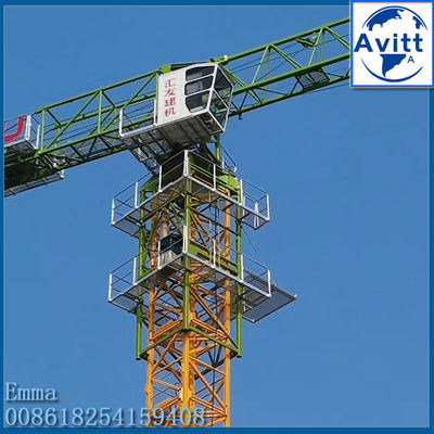 Kualitas tinggi PT6013 8T Flattop Tower Cranes dengan Load Moment Indicator atau Block Box