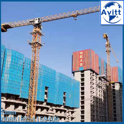 QTZ125 10t Tower Crane Teknologi Potain 65m Lengan Kerja