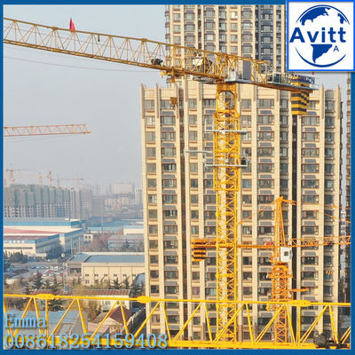 QTZ125 Flat Top Tower Crane 60m Boom 10t Kapasitas