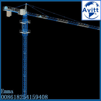 QTZ63 5t Beban Hammerhead Tower Crane 50m Boom 1,2 * 3m Mast Bagian 2 * 40'HC kontainer